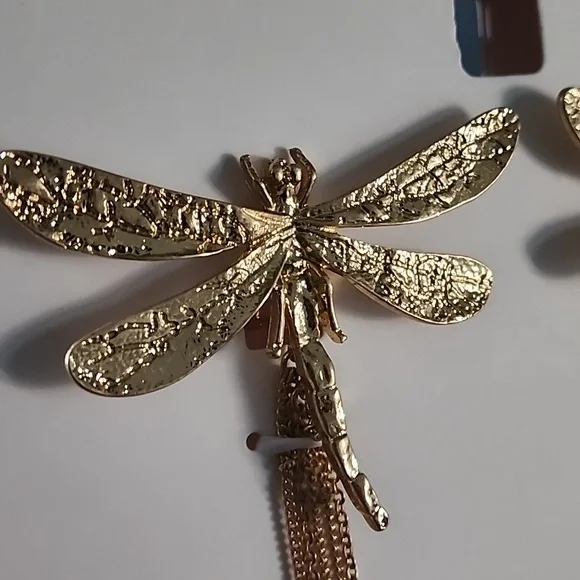 Zara Gold Dragonfly Earrings - Picture 7 of 12